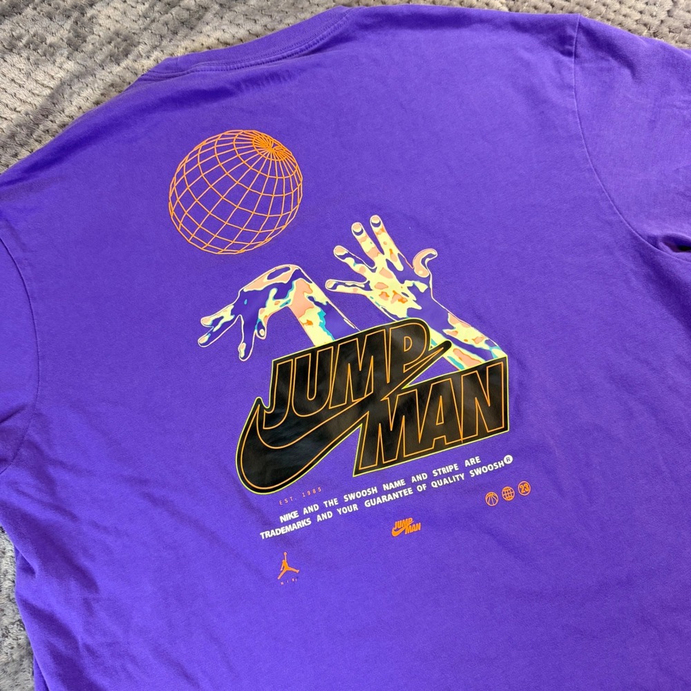 Jordan Jumpman Graphic T-Shirt Mens Large Purple Short Sleeve Crew Neck Tee